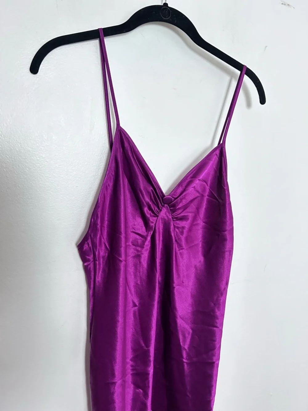 Miss Dior Vintage Satin Slip Dress Fuchsia Pink Bias Cut Nightgown Size M